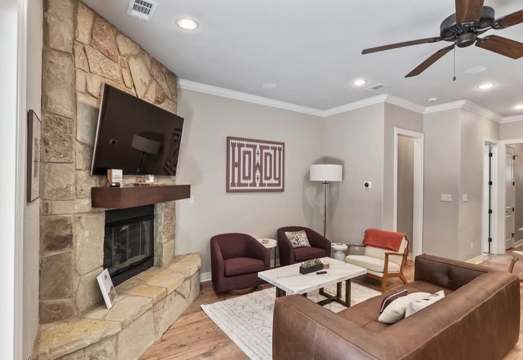 Comfortable living room sitting area with seating and decor